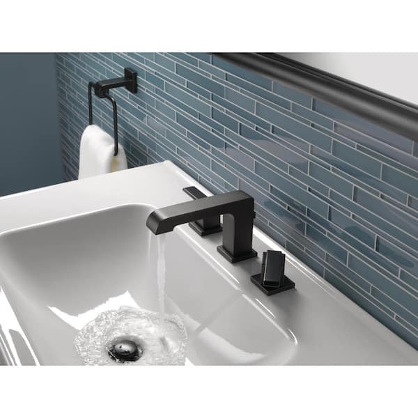 Ara 8 in. Widespread 2-Handle Bathroom Faucet with Metal Drain Assembly in Matte Black