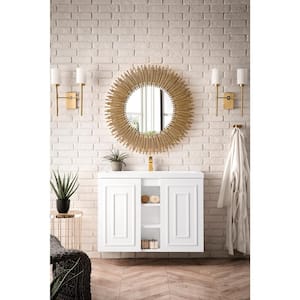 Alicante' 39.4 in. W x 15.6 in. D x 29.4 in. H Bathroom Vanity in Glossy White with White Glossy Resin Top