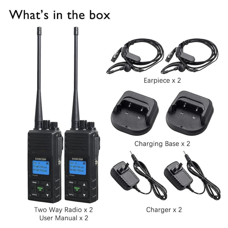 Multi-Channel 5 Mile Range Rechargeable Waterproof Digital 2-Way Radio with Charger (2-Pack)