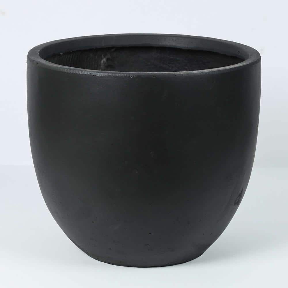 Medium Black Magnesium Oxide Round Outdoor Planter