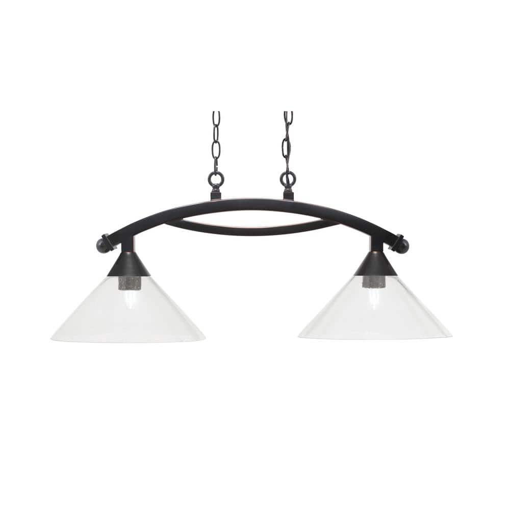 Bridgewater 2 Light Black Copper Linear Chandelier, Any room with 12 in. Cl