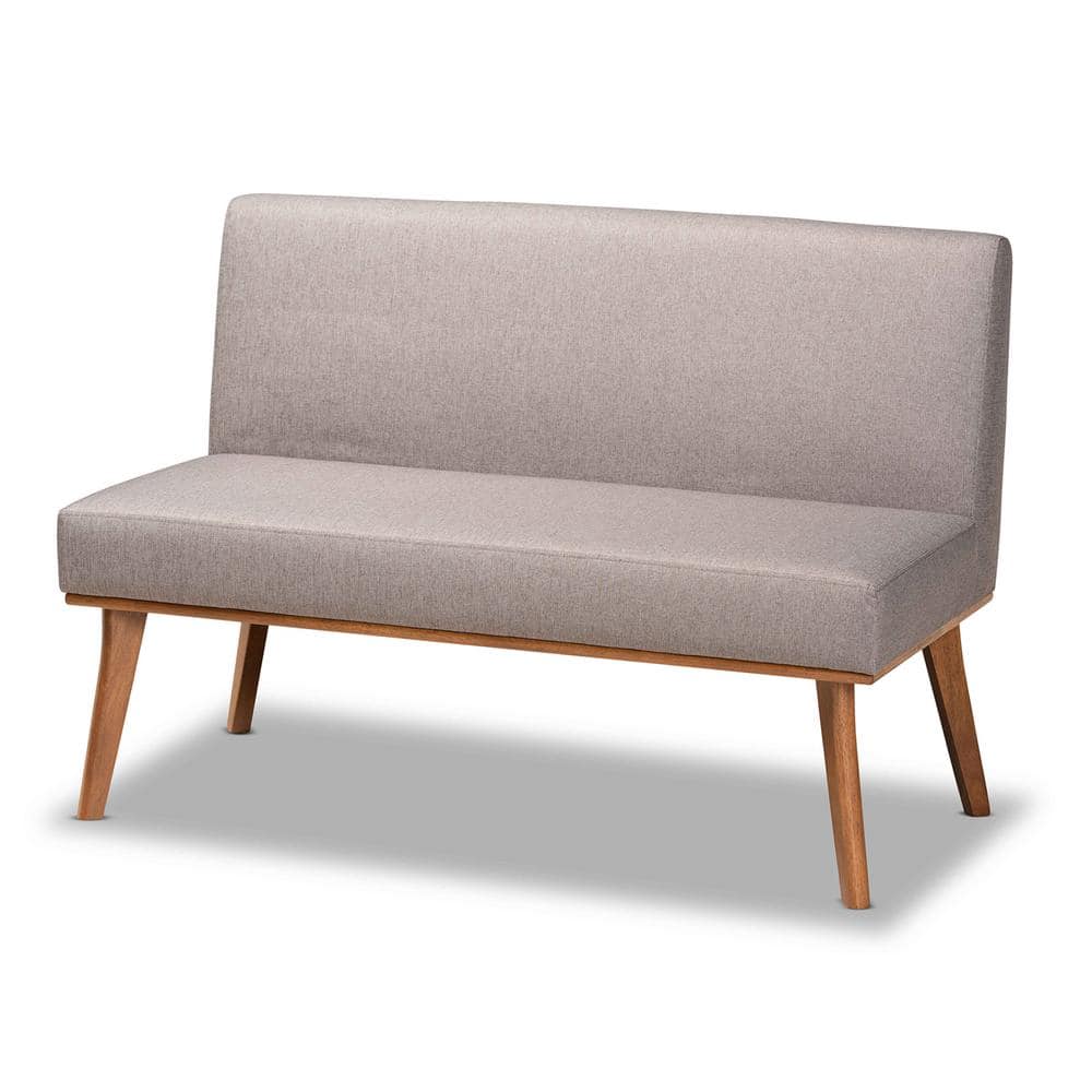 Odessa Mid-Century Modern Grey and Walnut 2-Piece Dining Nook Set