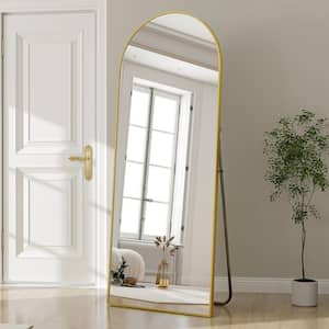 24 in. W x 65 in. H Arched Classic Gold Aluminum Alloy Framed Oversized Full Length Mirror Floor Mirror
