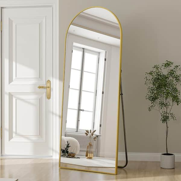 XRAMFY 24 in. W x 65 in. H Arched Classic Gold Aluminum Alloy Framed ...