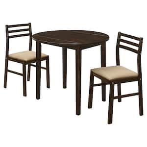 Bucknell 3-Piece Cappuccino and Tan Microfiber Dining Set with Drop Leaf