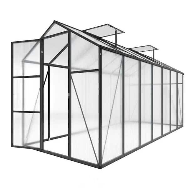 73.07 in. W x 168.82 in. D x 82.28 in. H Outdoor Walk-in Greenhouse with Adjustable Vents, Lockable Door
