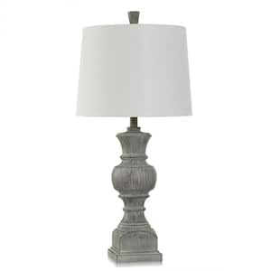 Arden 31.25 in. Brown Task and Reading Table Lamp for Living Room with White Linen Shade