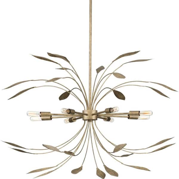 Progress Lighting Mariposa 8-Light Antique Gold Luxe Pendant Hanging Light