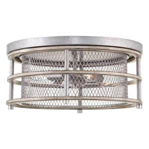 Limerick 16.5 in. 60-Watt 4-Light Galvanized Steel Farmhouse Flush Mount