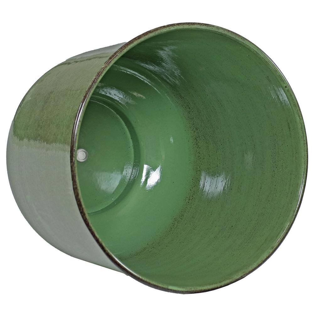 Vivian Jade Glaze 11" Metal Indoor/Outdoor Planter Set
