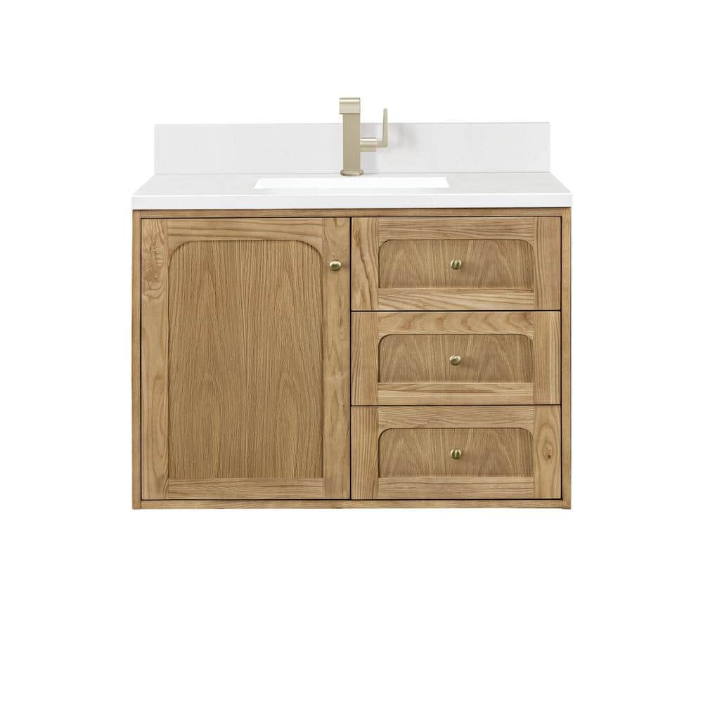 Laurent 36'' Light Natural Oak Single Vanity with Quartz Top