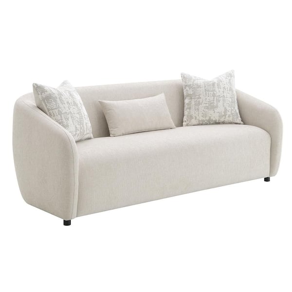 Etienne 84 in. Rolled Arm Linen Rectangle Sofa in Beige