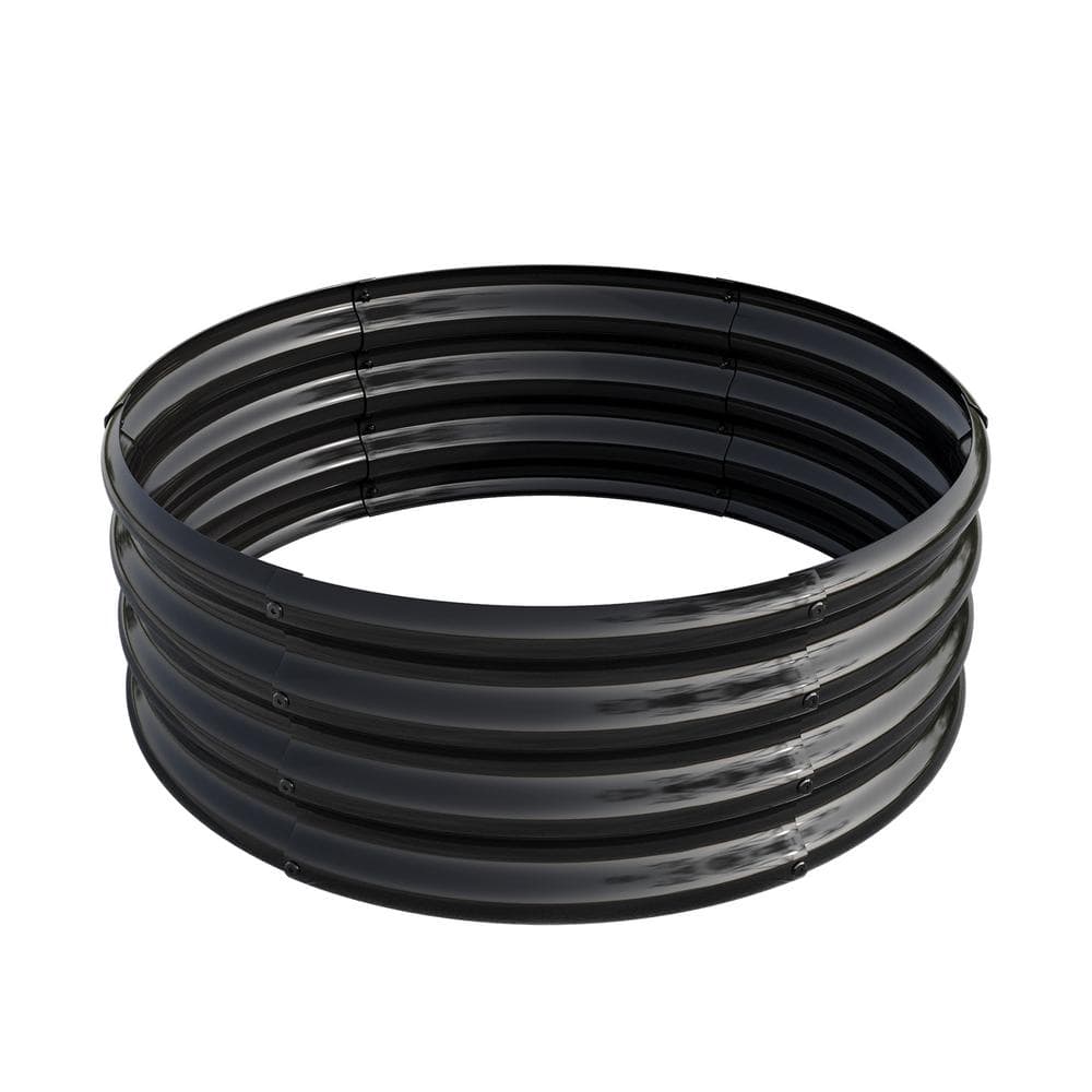 32 in. x 32 in. x 11 in. Round Black Metal Raised Garden Bed, Outdoor Garde
