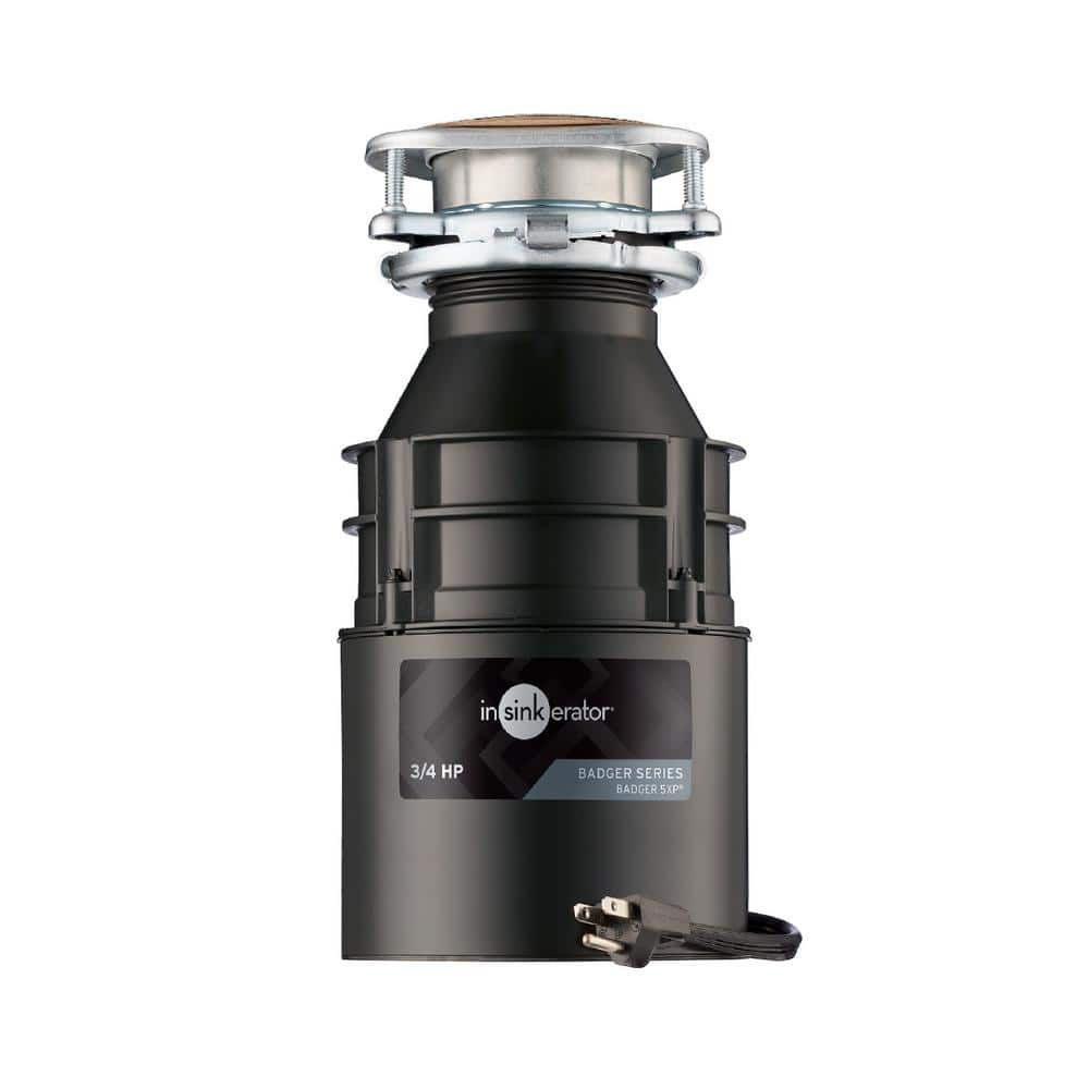 InSinkErator Badger 5xP W/C 3/4 HP Continuous Feed Kitchen Garbage Disposal with Power Cord, Standard Series