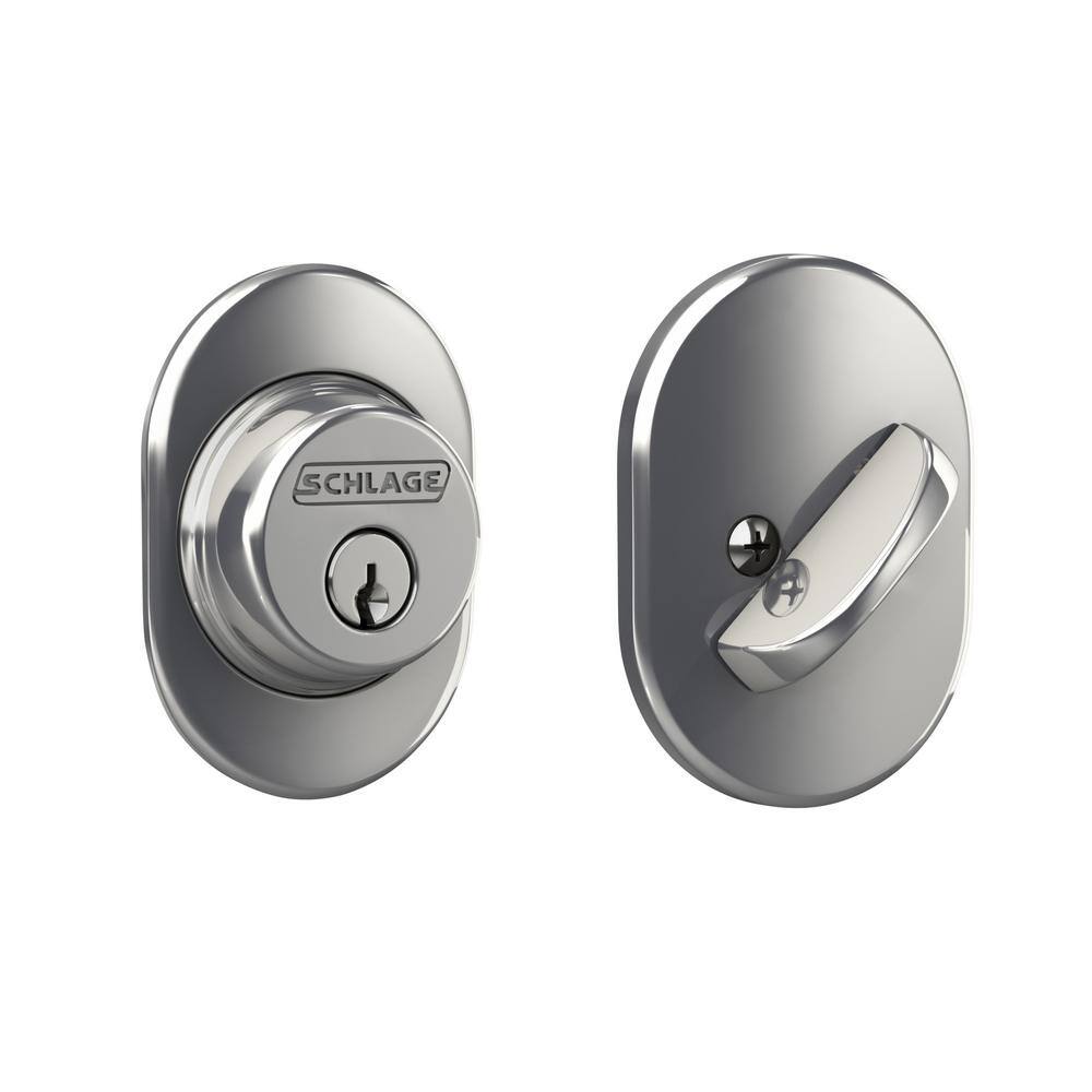 Schlage B60 Series Remsen Bright Chrome Single Cylinder Deadbolt ...