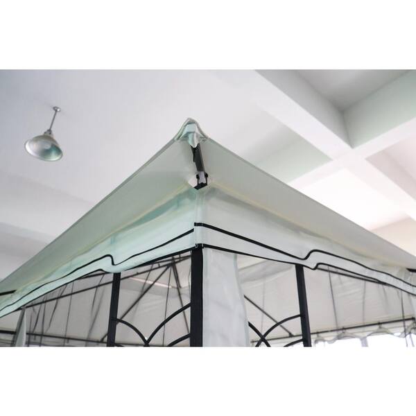 Beige 13 x 10 ft . Patio Soft Double Roof Gazebo Replacement