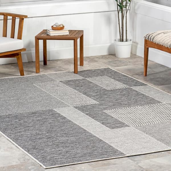 nuLOOM OWDN05A-71001010 7 ft. 10 in. x 10 ft. 10 in. Outdoor Gris Grey Machine Made Area Rug, Size: 0.25, Gray