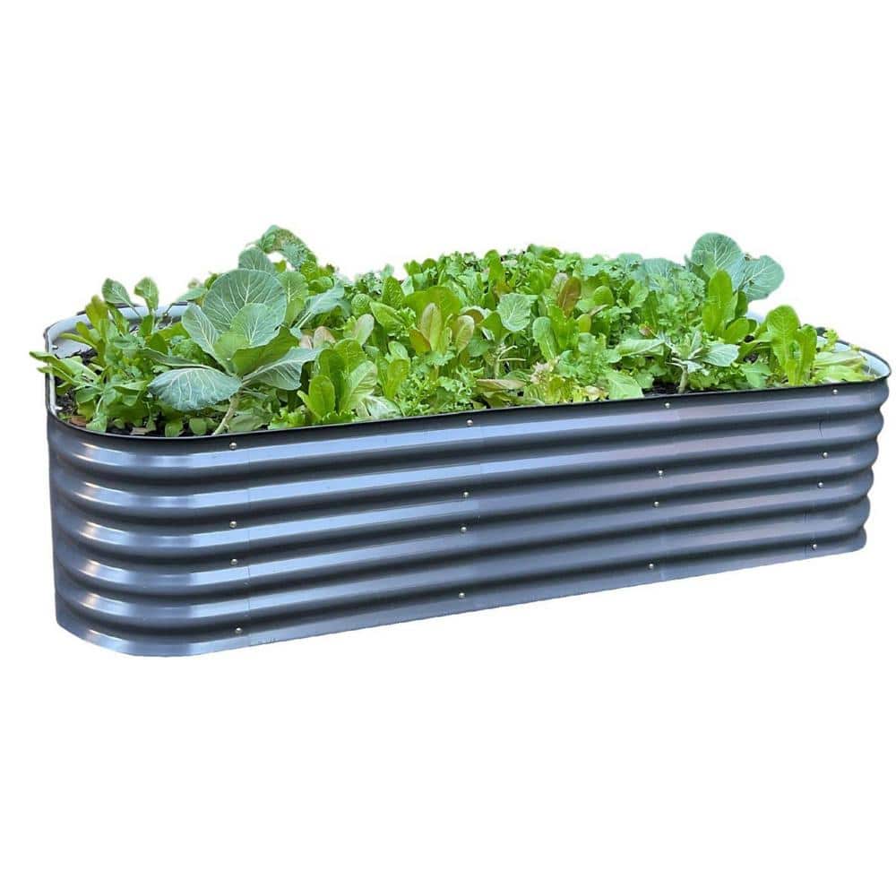 Slate Gray Modular Metal Raised Garden Bed Kit