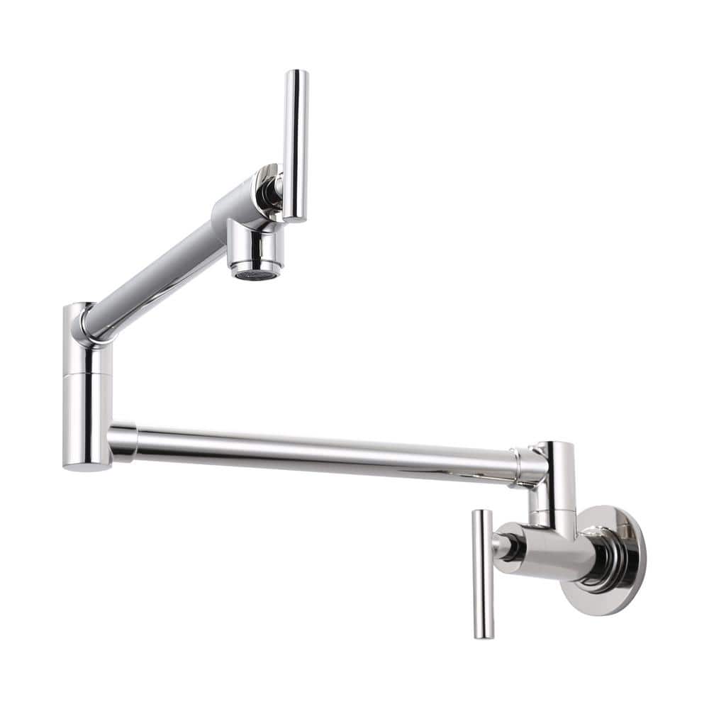 Modern Wall Mount Pot Filler Kitchen Faucet with Double Joint Swing Arm 360° Rotation in Polished Nickel price history on PriceWatchPro