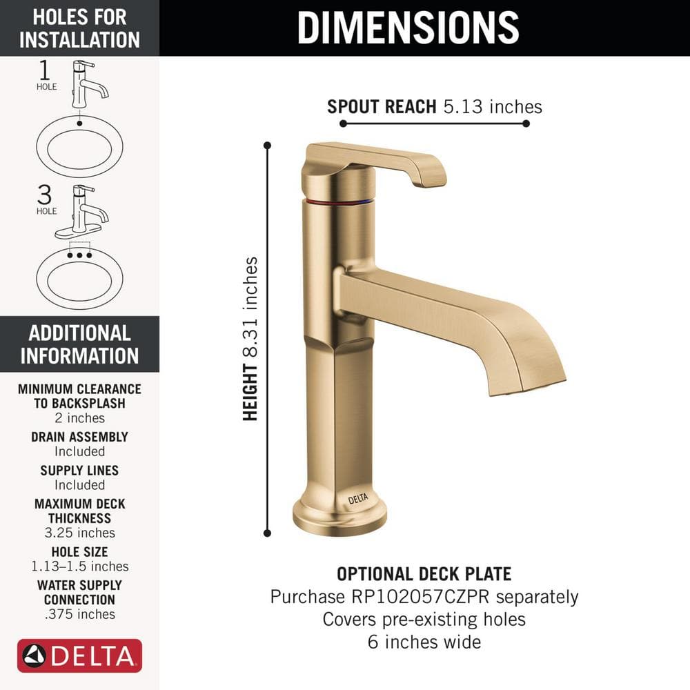 Champagne Bronze Single Handle Bathroom Faucet with Lumicoat Finish