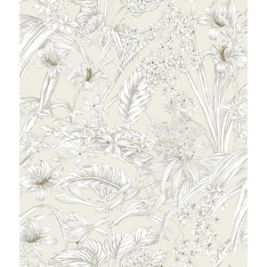 Orchid Conservatory Toile Beige and Taupe Wallpaper Roll