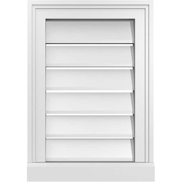 Ekena Millwork 14" x 20" Vertical Surface Mount PVC Gable Vent: Functional with Brickmould Sill Frame