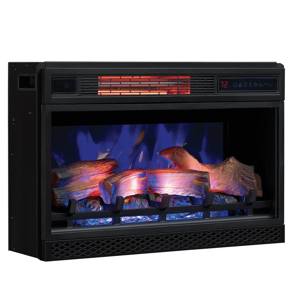 Black 26-Inch Electric Fireplace Insert with 3D Flame Effect