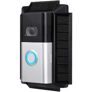 Black Solar Charger Mount for Ring Video Doorbell 3, 3 Plus, 4, Battery Doorbell Pro and Plus (5-Volt 0.6-Watt)