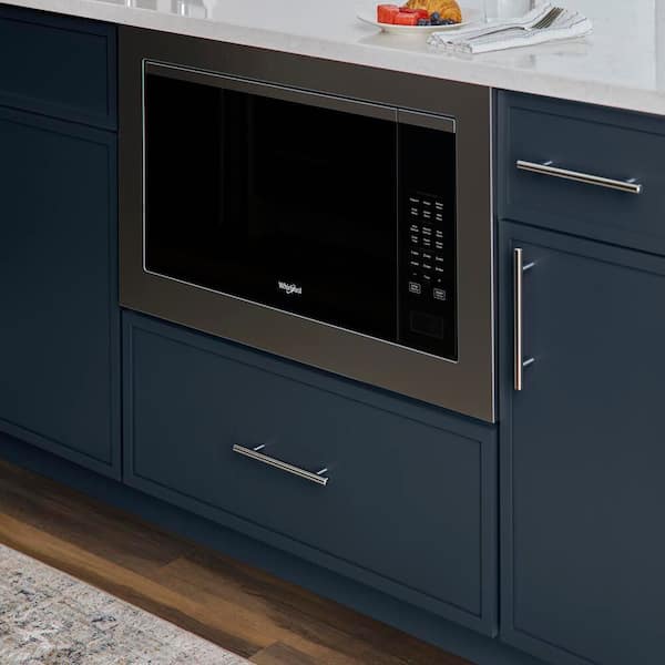 Leyton 30 in. W x 24 in. D x 34.5 in. H Ready to Assemble Plywood Slim Shaker Microwave Base Kitchen Cabinet in Ink Blue