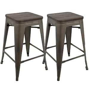 Oregon 24 in. Antique and Espresso Counter Stool (Set of 2)
