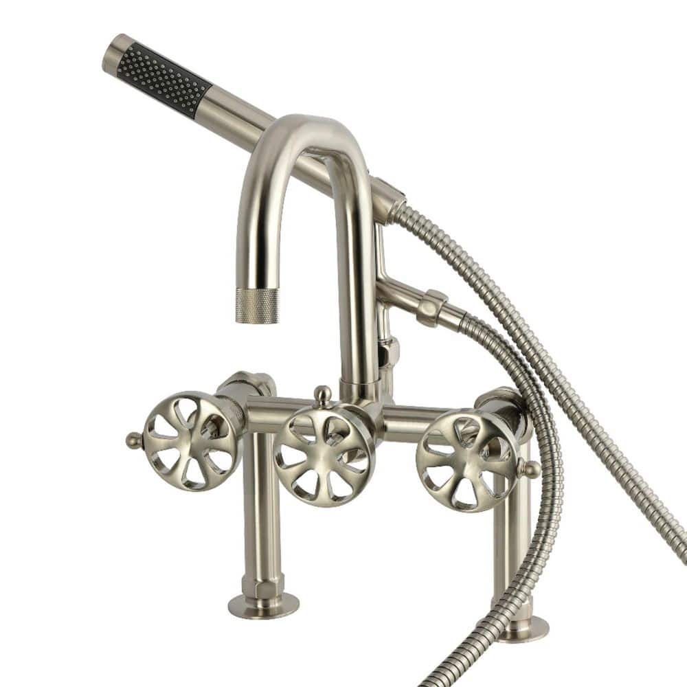 Belknap 3-Handle Deck-Mount Clawfoot Tub Faucet with Hand Shower in Brushed Nickel price history on PriceWatchPro