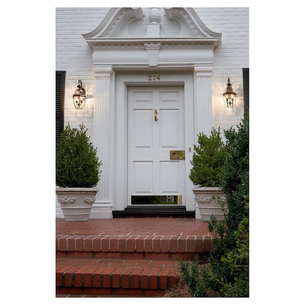Generation Lighting Lancaster 10 in. W 2-Light Traditional Black Outdoor Wall Lantern Sconce with Clear Beveled 8039-12 The Home Depot