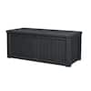 Keter Rockwood 150 Gal. Weather Resistant Large Plastic Resin Deck Box in Grey 257305
