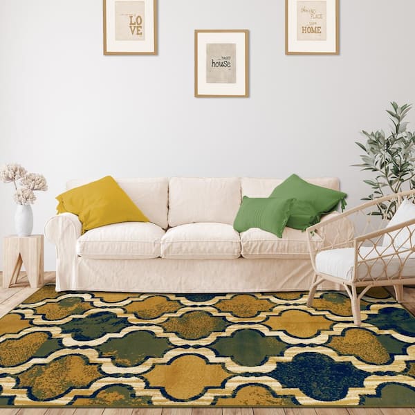 Viking Green 4 ft. x 6 ft. Contemporary Trellis Non-Slip Area Rug