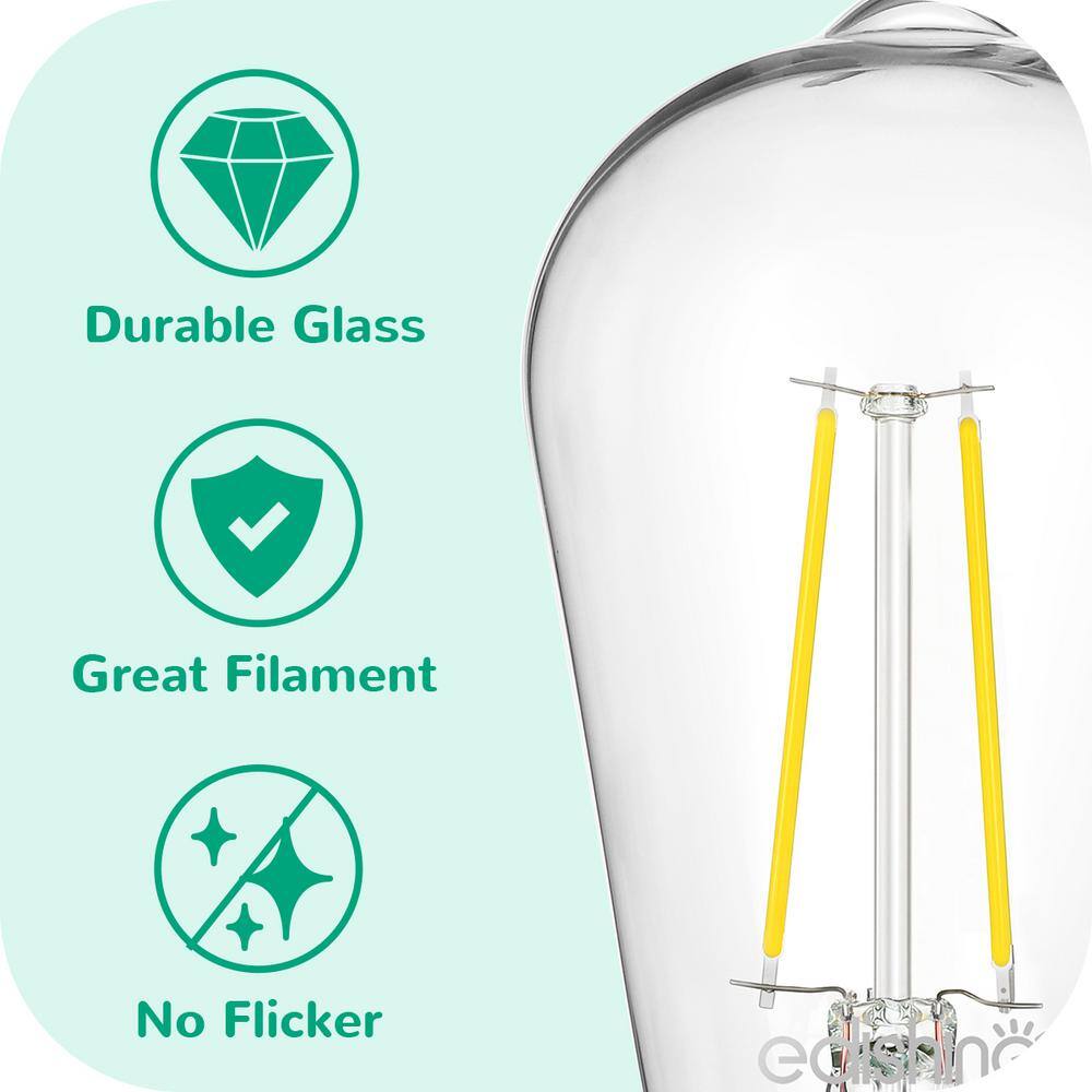 Clear Glass Vintage Edison LED Light Bulbs, 4000K, 60W Equivalent, 4-Pack