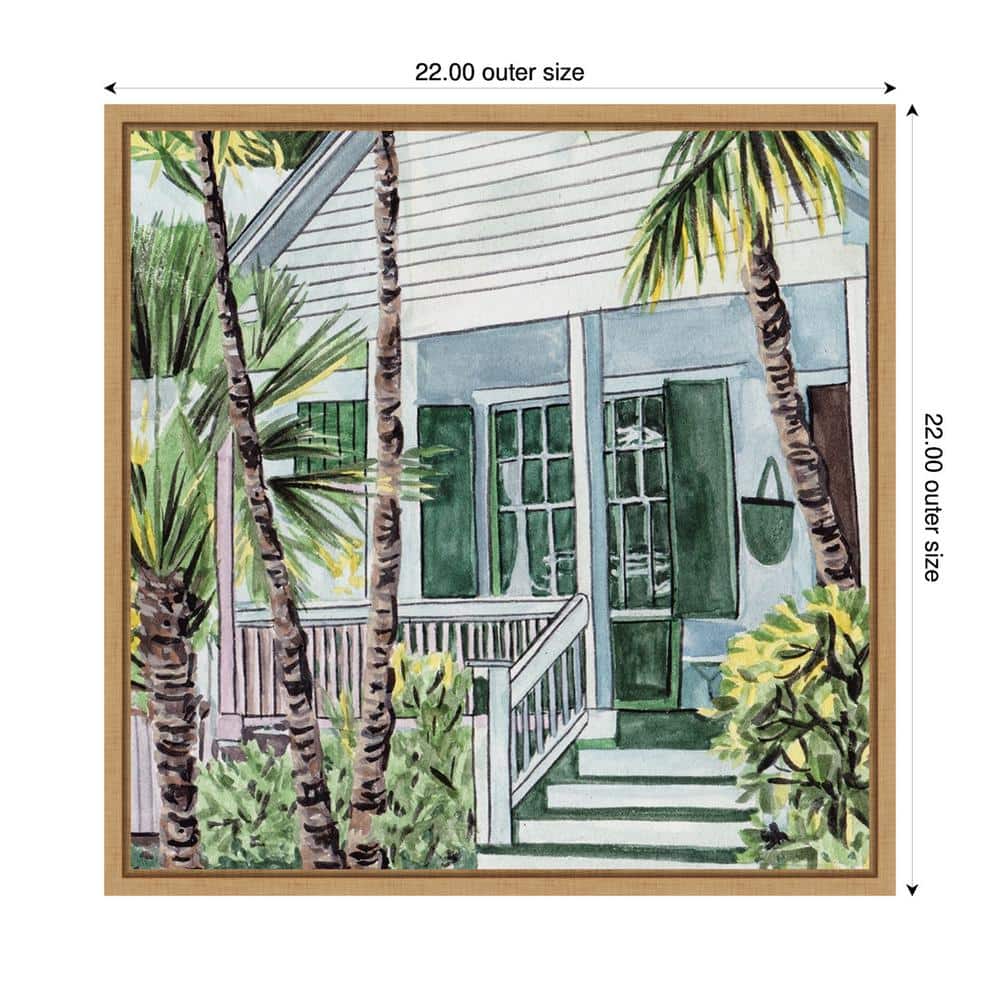 Palm House I Green and Brown Canvas Print with Maple Frame