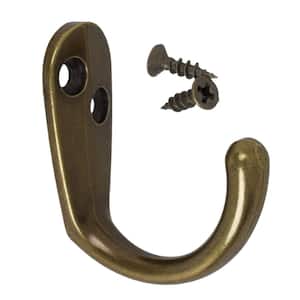 1-3/4 in. x 1-1/2 in. Antique Brass Small Robe/Coat Hooks (10-Pack)
