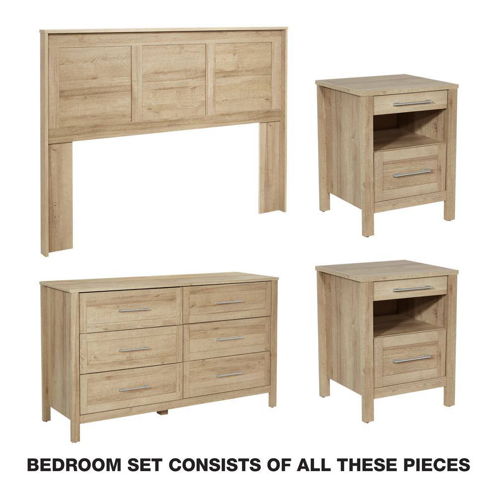 OSP Home Furnishings Stonebrook 4 Piece Bedroom Set in Canyon Oak