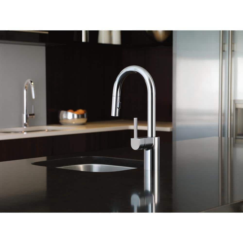 Chrome Stainless Steel Pull-Down Kitchen Faucet with Spray