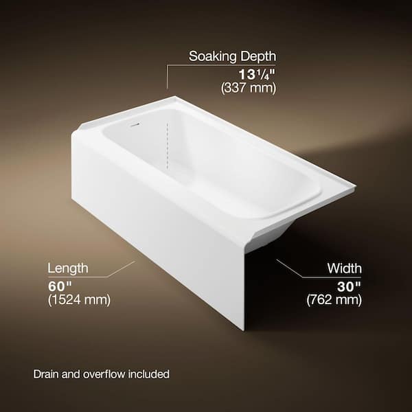 Paces 60 in. x 30 in. Soaking Bathtub with Left Hand Drain in White