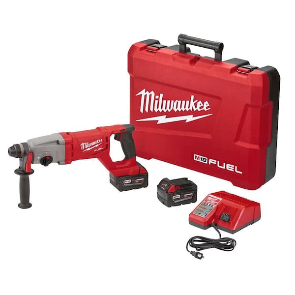 Milwaukee M18 FUEL 18V Lithium-Ion Brushless Cordless 1 in. SDS-Plus D-Handle Rotary Hammer Kit w/ Two 5.0Ah Batteries & Case