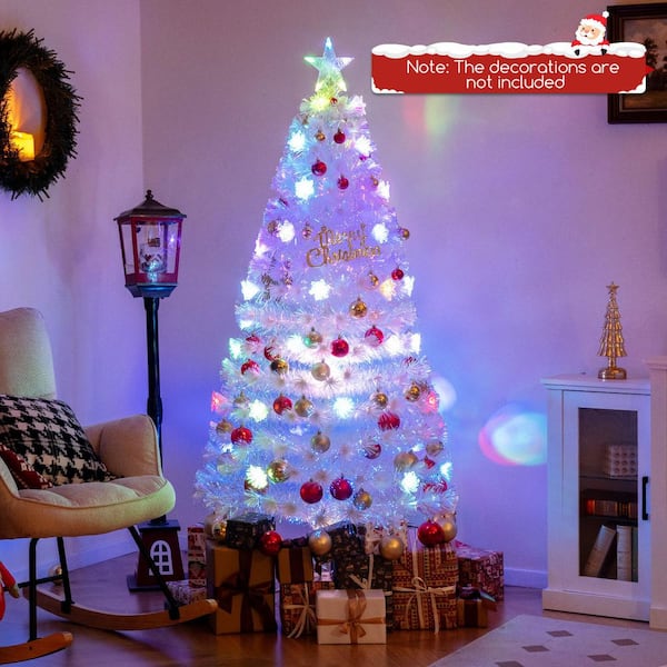 6 ft. Pre-Lit LED Hinged Artificial Christmas Tree with Top Star