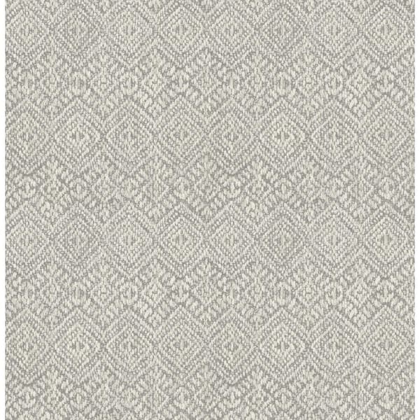 A-Street Prints Gallivant Grey Woven Geometric Wallpaper Sample