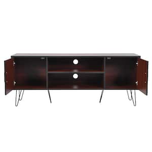 59 in. Brown TV Stand Entertainment Center Media Console Fits TV's up to 65 in. Storage Cabinet Shelf