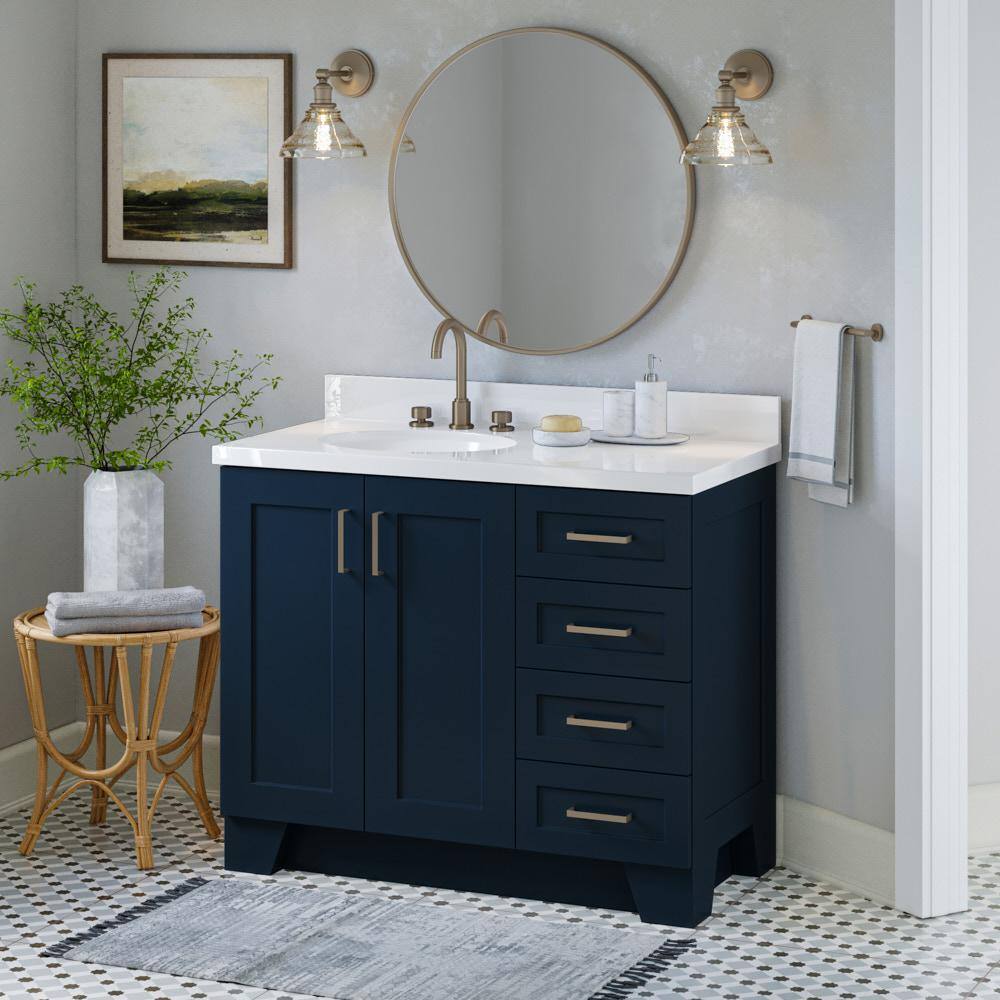 Midnight Blue Wood Freestanding Single Bathroom Vanity Base