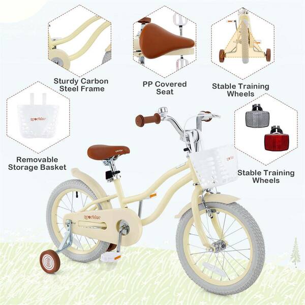 Costway 16 in. Kids Bike Toddler Adjustable Bicycle with Training