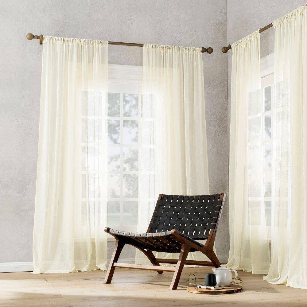 Cream 50" x 63" Cotton Sheer Rod Pocket Curtain Panel