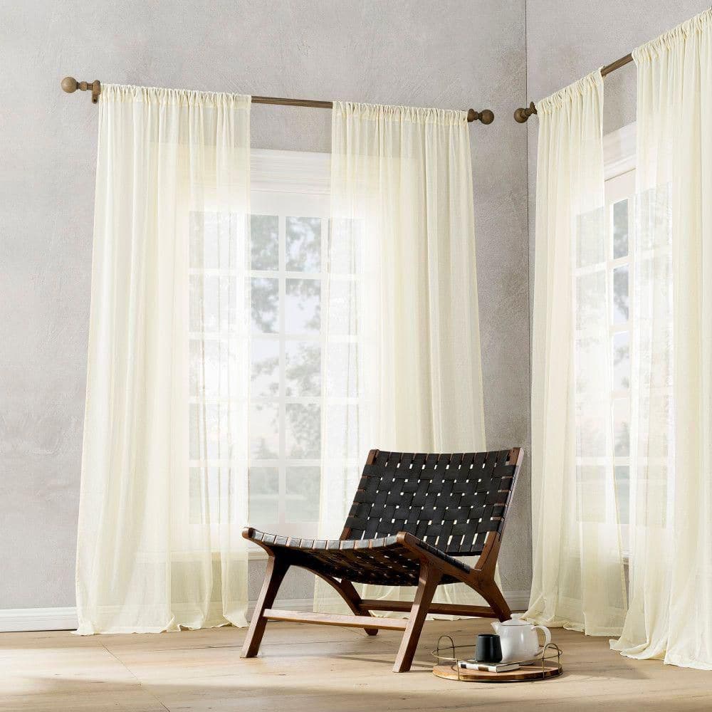 Cream Sheer Cotton Rod Pocket Window Panel 50"x96"