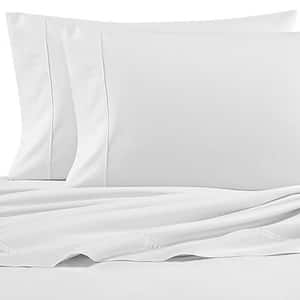 Solid 4-Piece White Percale Cotton King Sheet Set