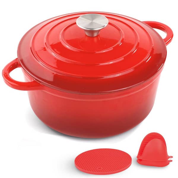 5 qt. Enameled Cast Iron Dutch Oven Nonstick Stock Pot in Gradient Blue with Lid, 1-Piece